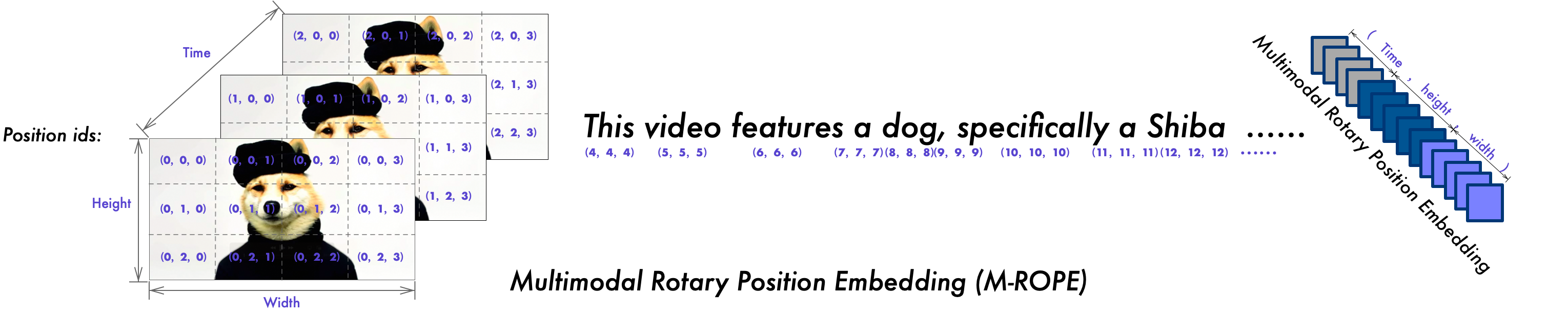 Diagram of Multimodal Rotary Position Embedding (M-ROPE)